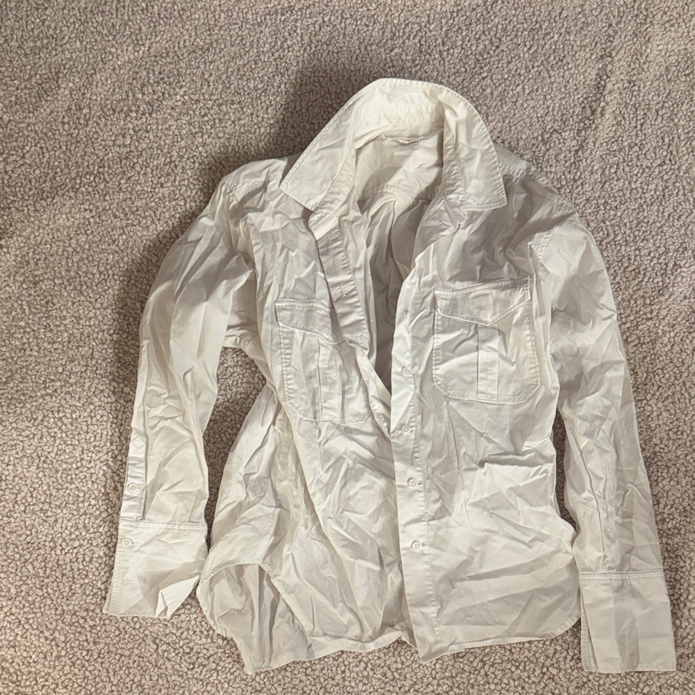 Good American Crisp White Button-Up Jacket